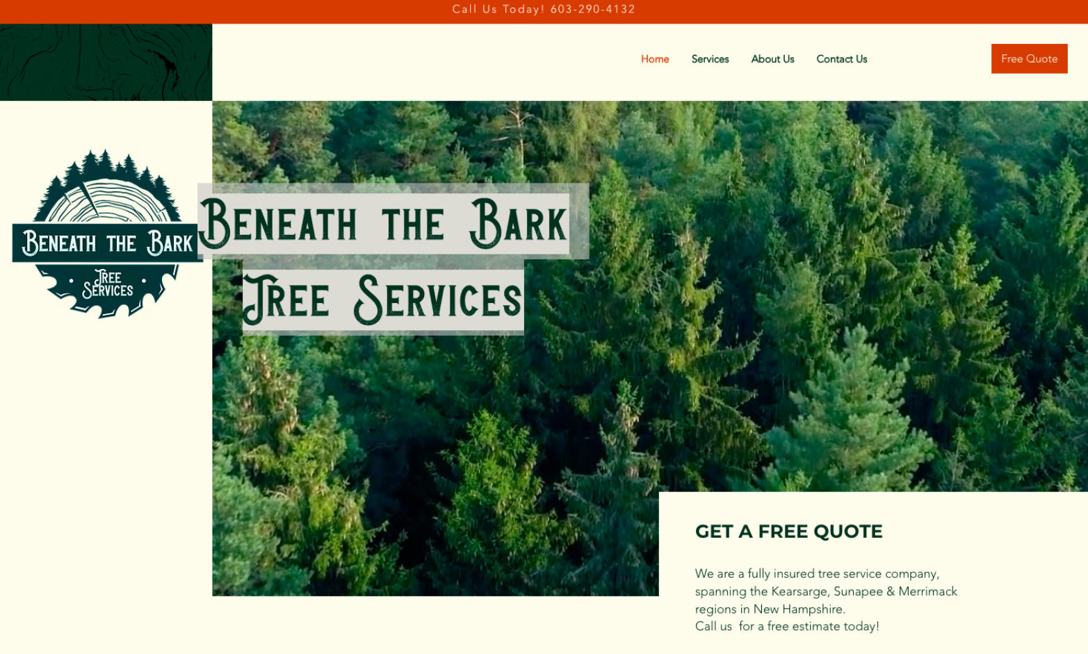 Beneath The Bark Tree Service Wix Website Design and Development