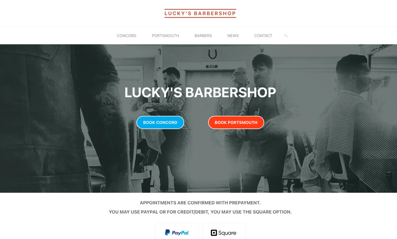 Luckys Barbershop Website Design and Development